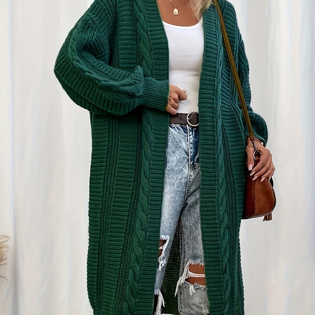 Casual Cardigan Women's Plus Solid Long Sleeve Open Front High Stretch