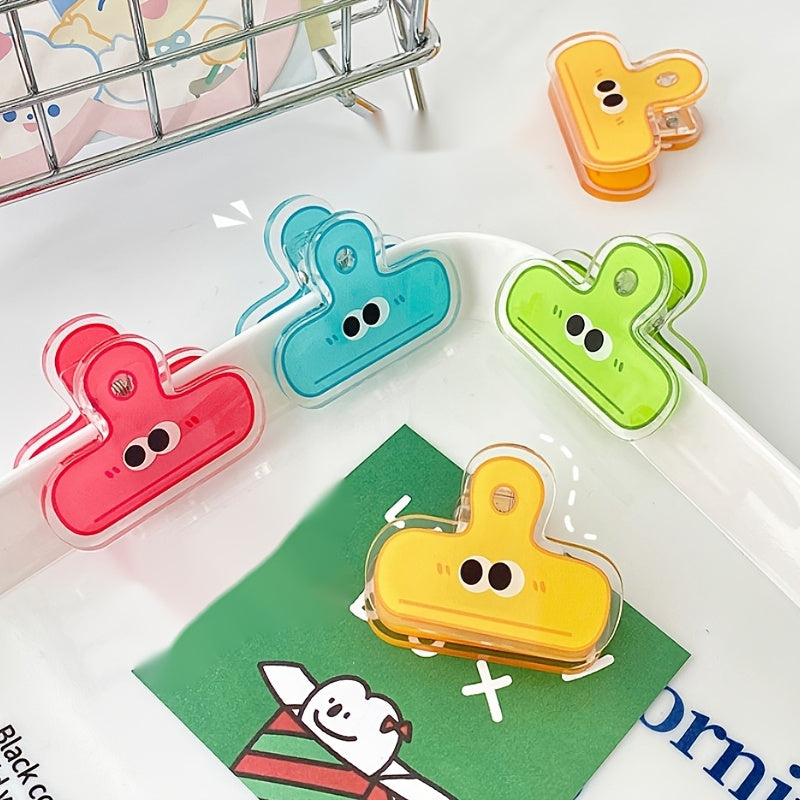 4pcs Eye Pattern Binder Clips 4 Colors PP Material Acrylic File Binder Clip