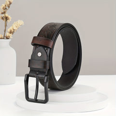 Embossed Leather Belt Casual Waistband For Men