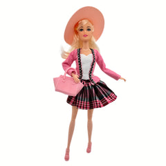 Posable Doll with Clothes, Bag, Hat - Playhouse Toy