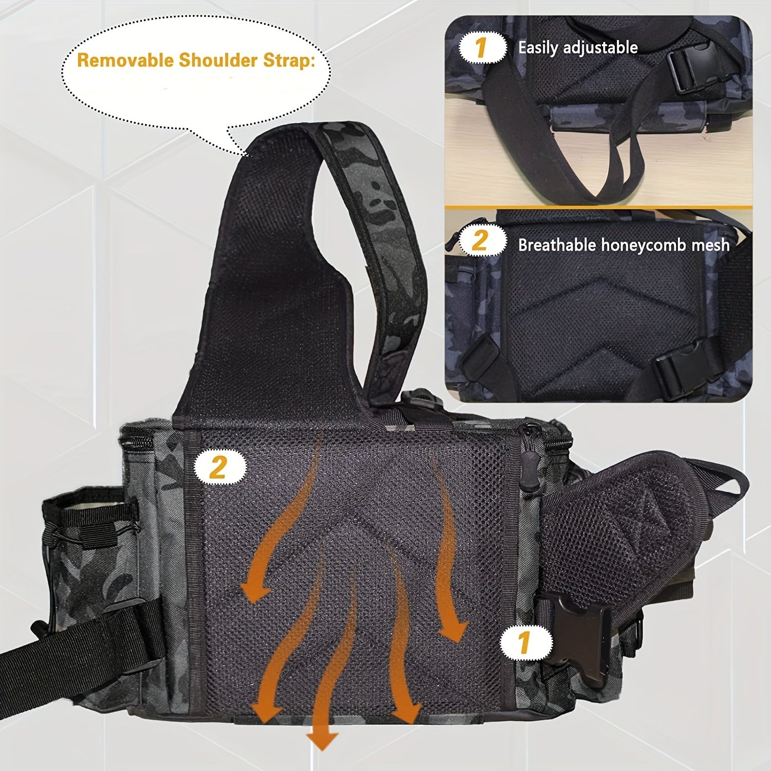 Fishing Backpack Tackle Sling Bag with Rod Holder
