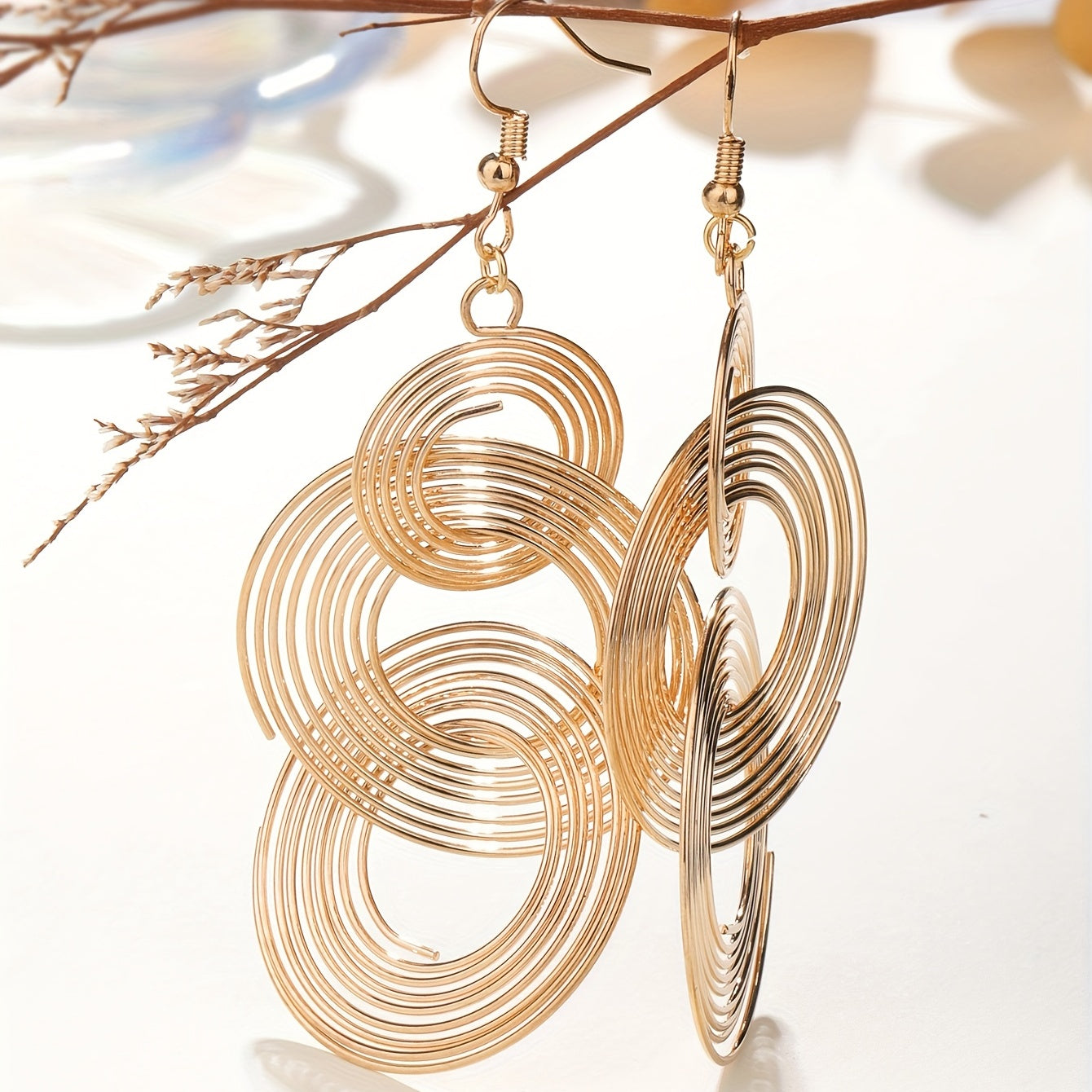 Round Shape Dangle Earrings Stainless Steel Jewelry