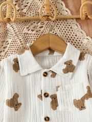 Cotton Bear Cartoon Gauze Pajamas Set for Babies