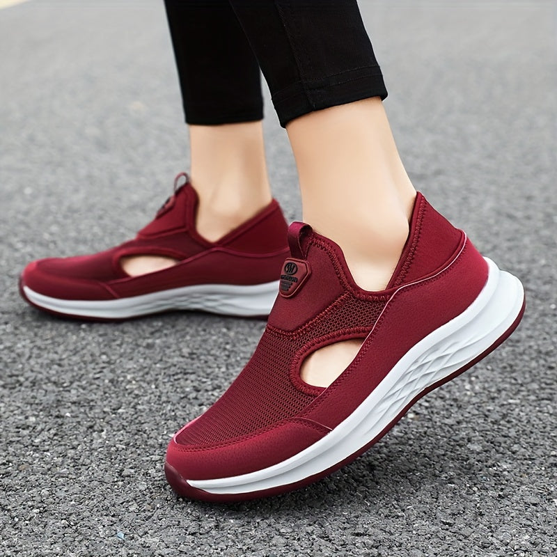 Women's Solid Flying Woven Sports Shoes Breathable Casual Sneakers