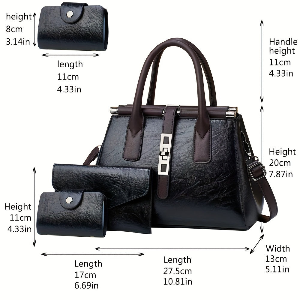 3pcs Womens Handbag Collection Top Handle Satchel Tote & Crossbody Bag