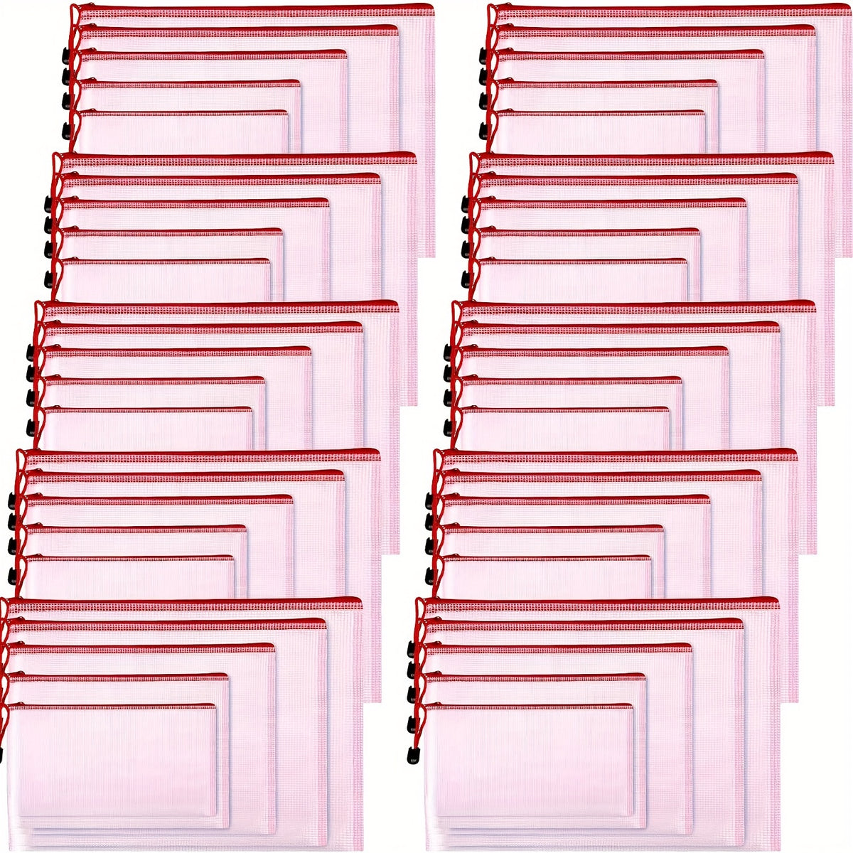 50pcs Mesh Zipper Pouch Waterproof Storage Bags 5 Sizes Travel Pouch