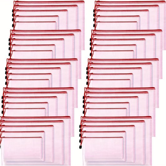 50pcs Mesh Zipper Pouch Waterproof Storage Bags 5 Sizes Travel Pouch