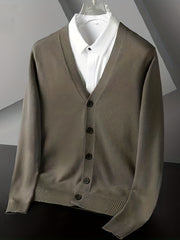 Men's V-Neck Casual Cardigan Sweater for Spring Autumn