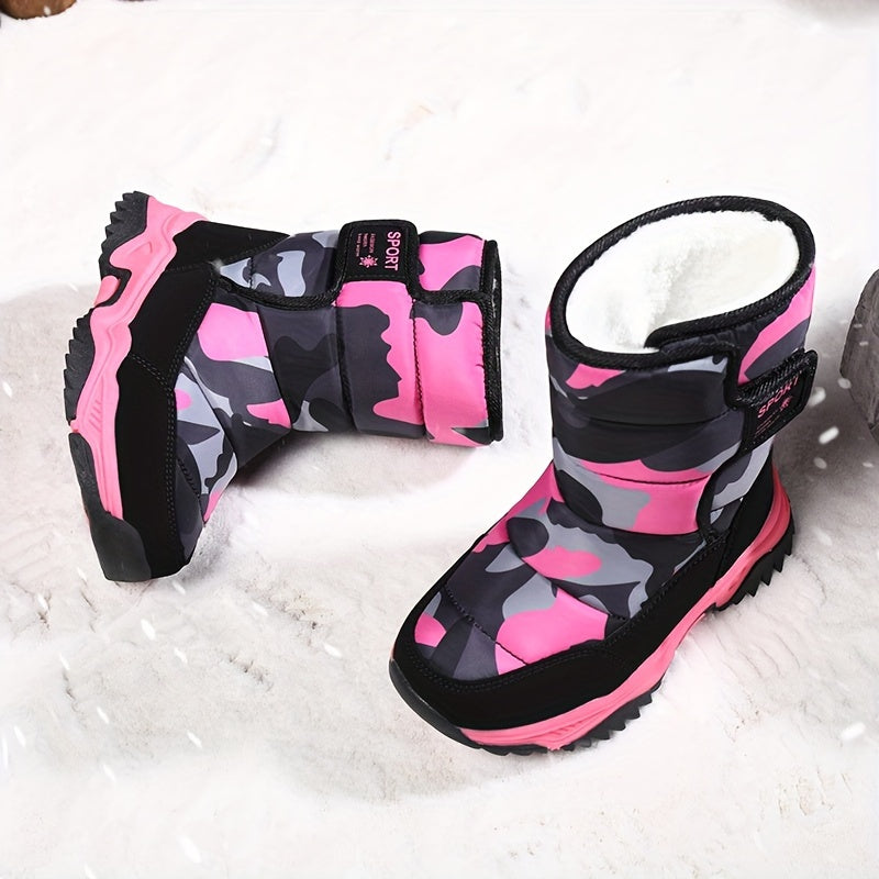 Girl's Snow Boots Fleece Cozy Non slip Ankle Boots Plush Comfy Winter Outdoo