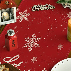 Christmas Snowman Table Flag - Red Retro Snowman Decoration