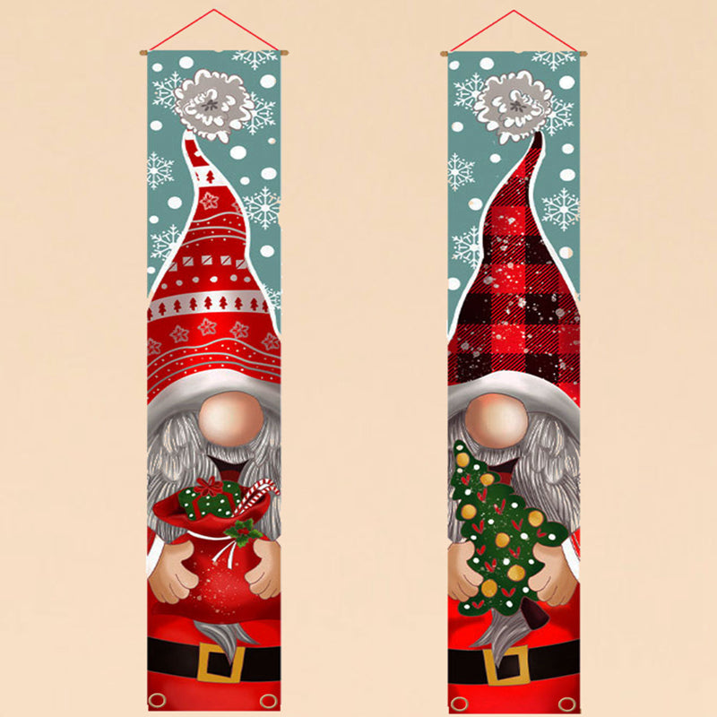 2pcs Merry Christmas Santa Claus Hanging Door Banner Festive Home Decorations