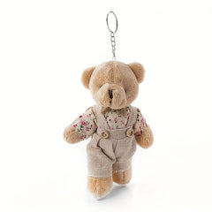 2pcs Burlap Couple Bear Plush Doll Keychain Couple Rabbit Plush Pendant