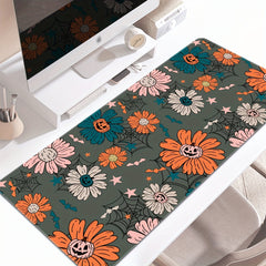 Halloween Skull Pumpkin Ghost Flowers Desk Mat Large Gaming Mousepad