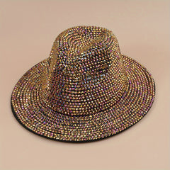 Rhinestone Jazz Hat British Retro All match Woolen Hat