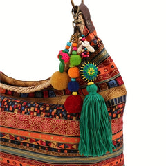 Boho Pom Pom Tassel Keychain Block Key Ring Purse Bag Backpack Car Pendant