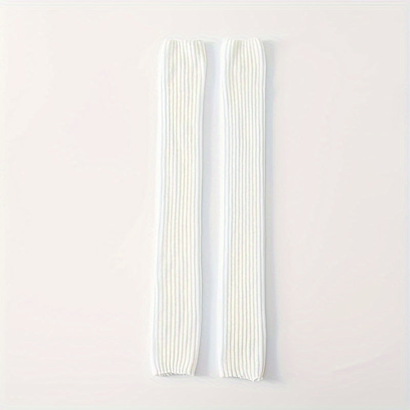 Solid Ribbed Leg Warmers Over Knee Socks Women's Stockings