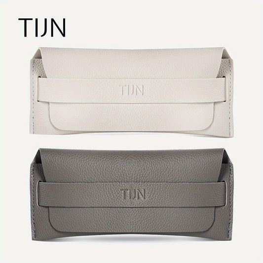 2pcs Litchi Embossed Glasses Bag Soft PU Leather Sunglasses Case