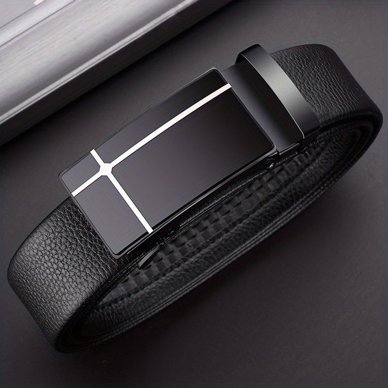 Men's PU Leather Business Belt Automatic Buckle Belts