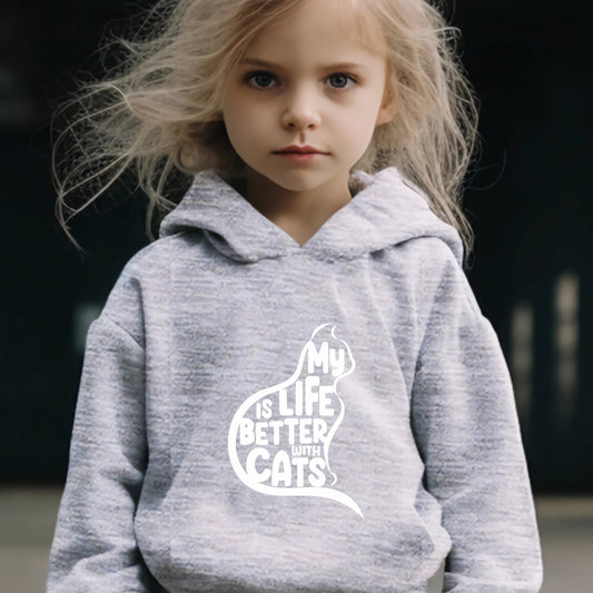 Cat & Letter Print Girls Outfits for Sports Spring Fall
