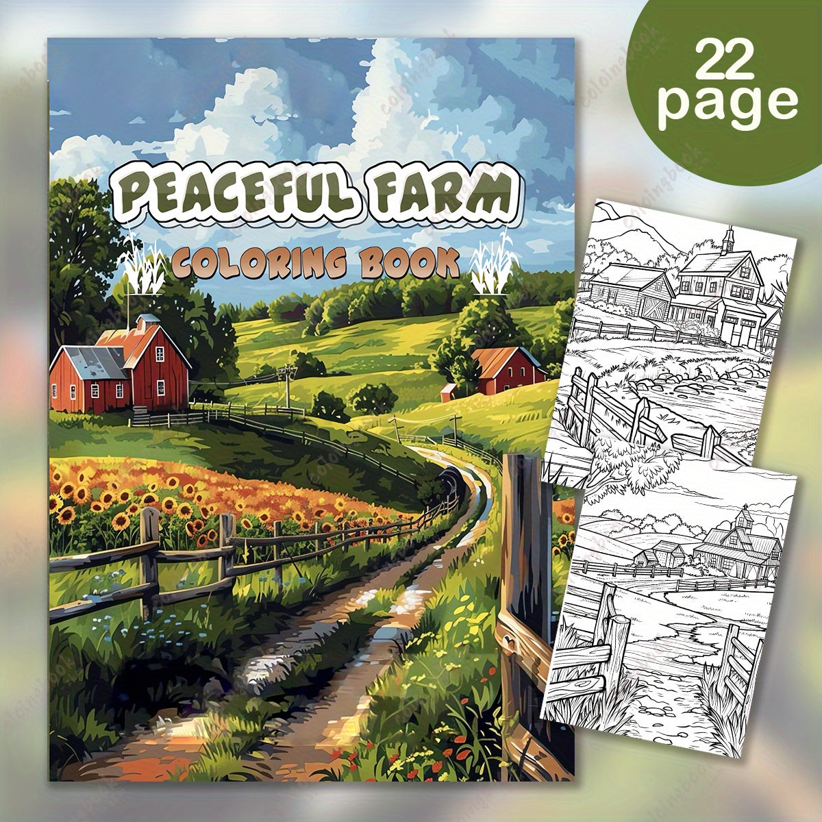 Peaceful Farm Coloring Book - Perfect Valentine's Gift - Ideal for Adults