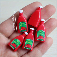 1:6 Dollhouse Sauce Bottles Set - Ketchup, Mustard, Mayonnaise, Soy Sauce, BBQ