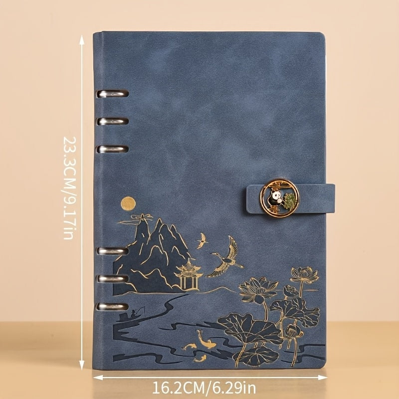 Vintage A5 Loose Leaf Notebook w/ PU Cover, College Ruled Paper