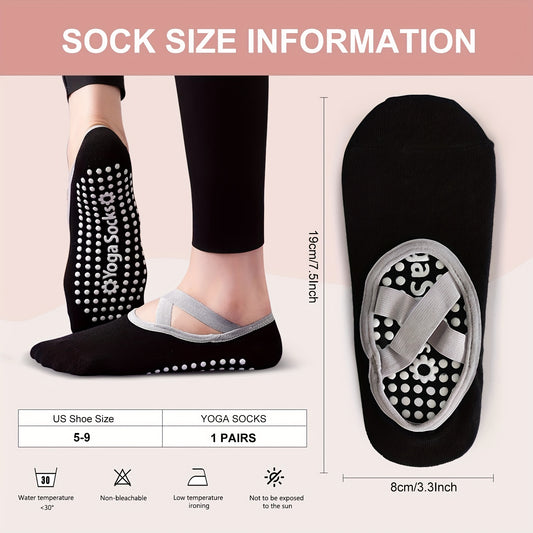 Women's Non-Slip Cross Strap Yoga Socks Breathable Dance Training Socks