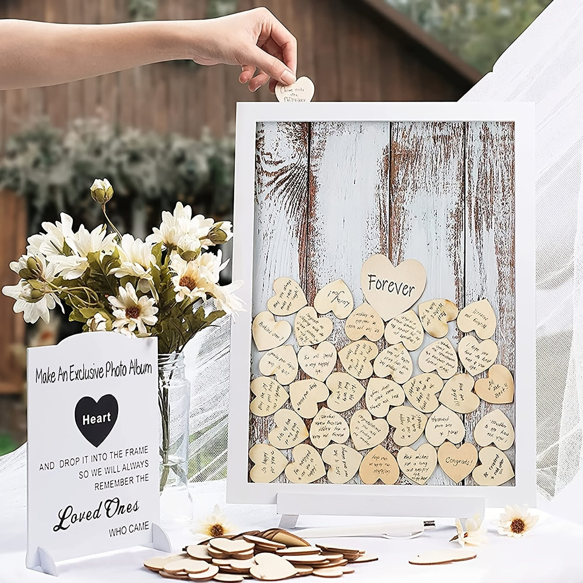 50pcs 2in Unfinished Wood Chips Heart Shape DIY Crafts Decoration