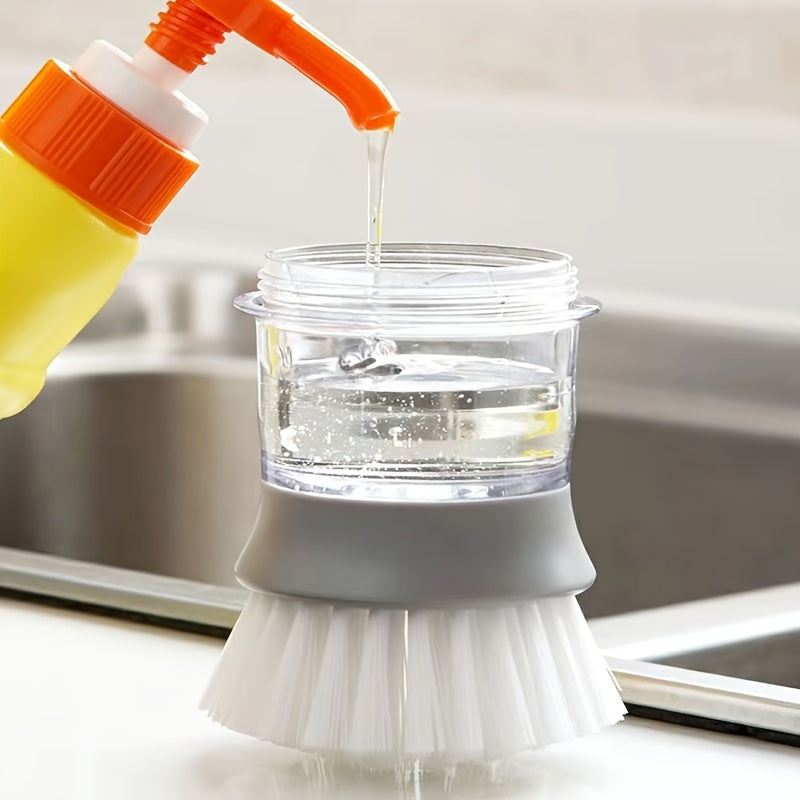 Soap Dispensing Dish Scrub Brush with Drip Tray - Effortless Cleaning
