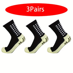 3 Pairs Non-Slip Mid Calf Football Socks