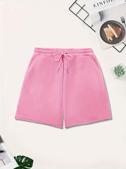  Fleece Lined Drawstring Sporty Shorts