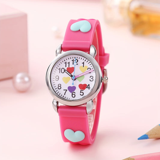 Colorful Heart Kids Cartoon Watch Gift For Children