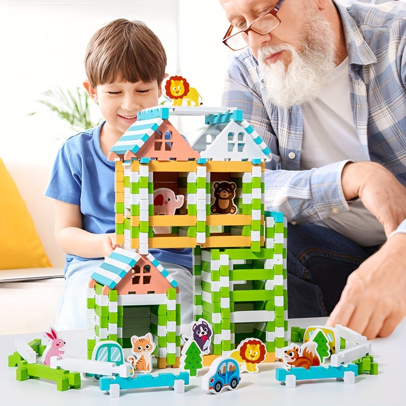 120pc Wooden Building Blocks, Educational Toy for Kids