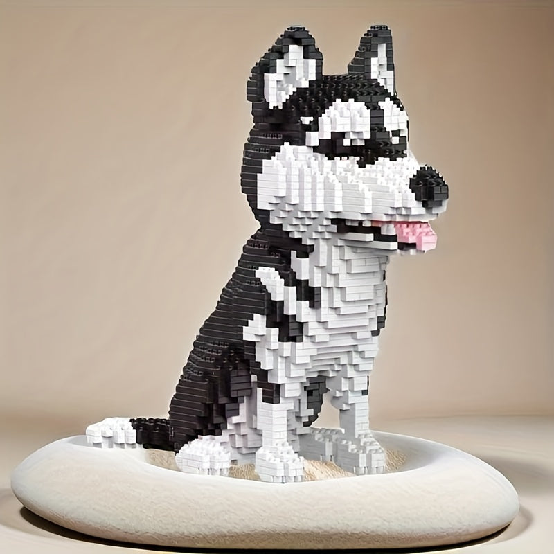 Husky Building Blocks Dog Toy 3D Handcrafted Puzzle Figurine Gift