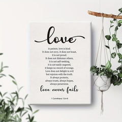 1 Corinthians 13:4-8 Love Never Fails Canvas Print