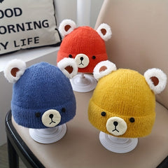 Children's Thickened Warm Bear Hats with Ear Protectors for Baby