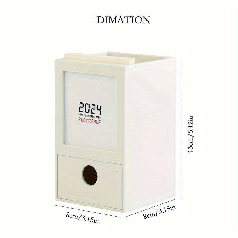 1pc Desk Calendar Note Storage Box Pen Holder Year School