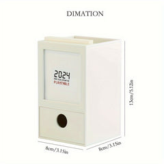 1pc Desk Calendar Note Storage Box Pen Holder Year School
