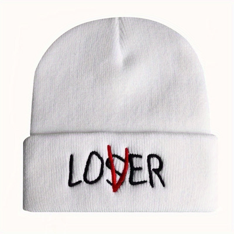 LOSER Embroidered Beanie Solid Elastic Knit Hat Hip Hop Skull Cap
