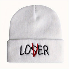 LOSER Embroidered Beanie Solid Elastic Knit Hat Hip Hop Skull Cap