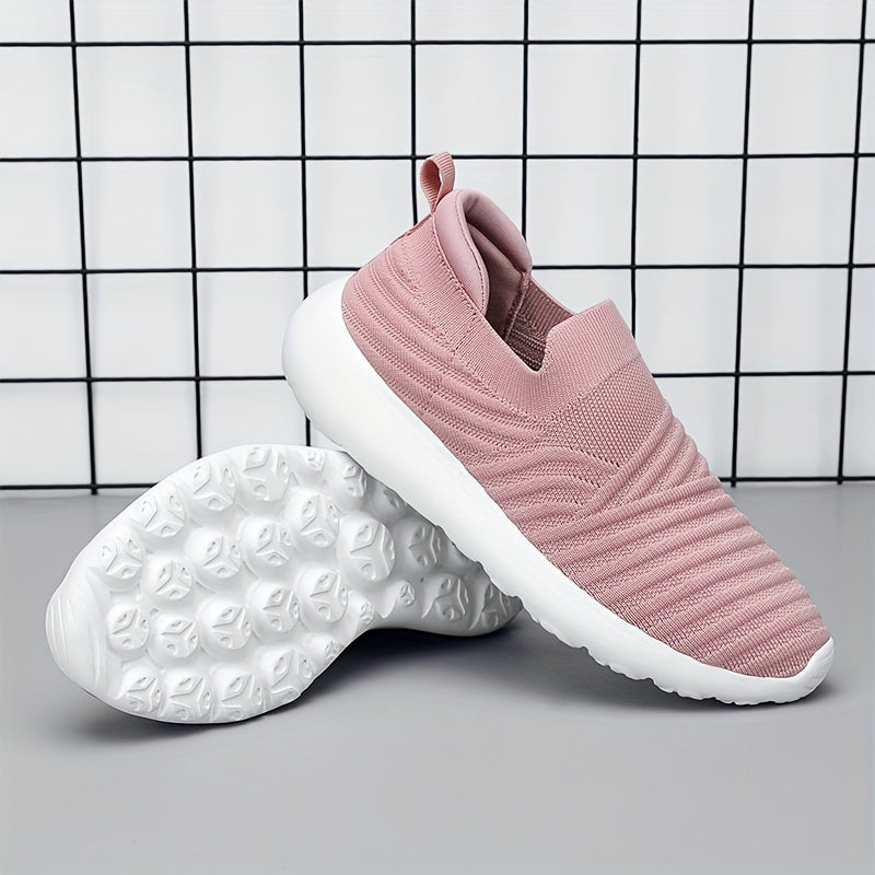 Women's Knit Textured Walking Shoes Soft Sole Slip On Casual Sneakers