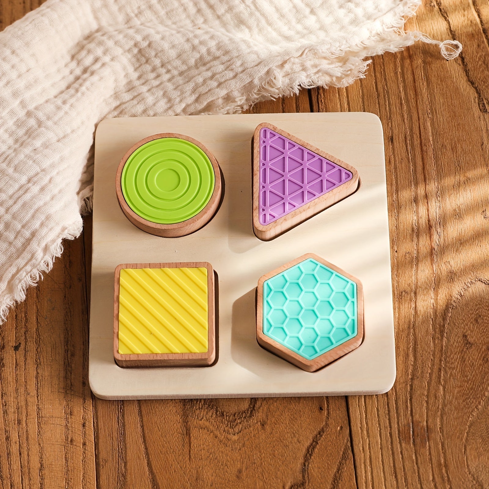 Wooden Sensory Shape Matching Puzzle Educational Toy for Cognitive Skills