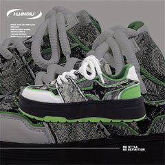 Women's Star Pattern Lace-up Skate Shoes Retro Sports Sneakers