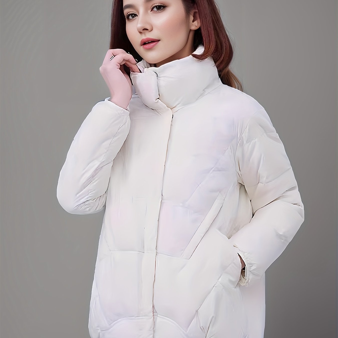 Solid Short Down Jacket For Women Winter Sports Puffer Jacket