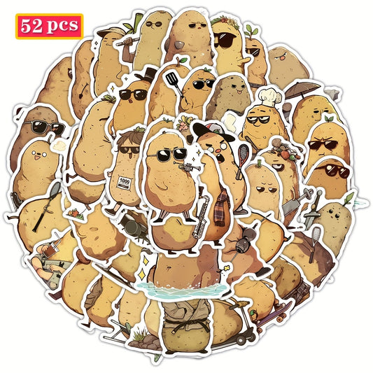 52pcs Cartoon Potato Series Waterproof Stickers for Kids' Parties