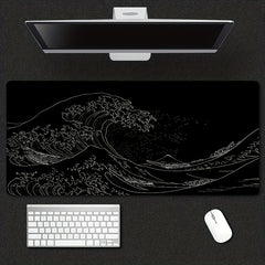 Sea Wave Mouse Pad Japanese Pop up Painting Lock Edge Keyboard Pad