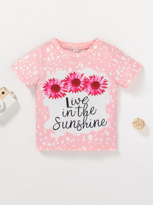 Baby Girls Sunshine Polka Dot Sunflowers Cotton T shirt Tees Tops