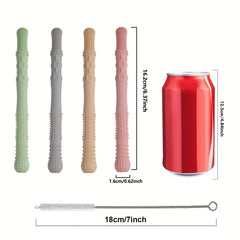 4 Pack Hollow Teether Tube Chew Straws Silicone Teething Toys Mint Green