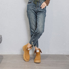 Platform Lace Up Combat Boots Zipper Women's Footwear