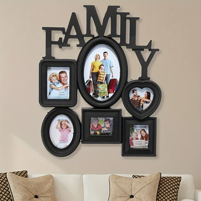 Family Photo Frame Wall Hanging 6 Sized Pictures Holder Display Home Decor